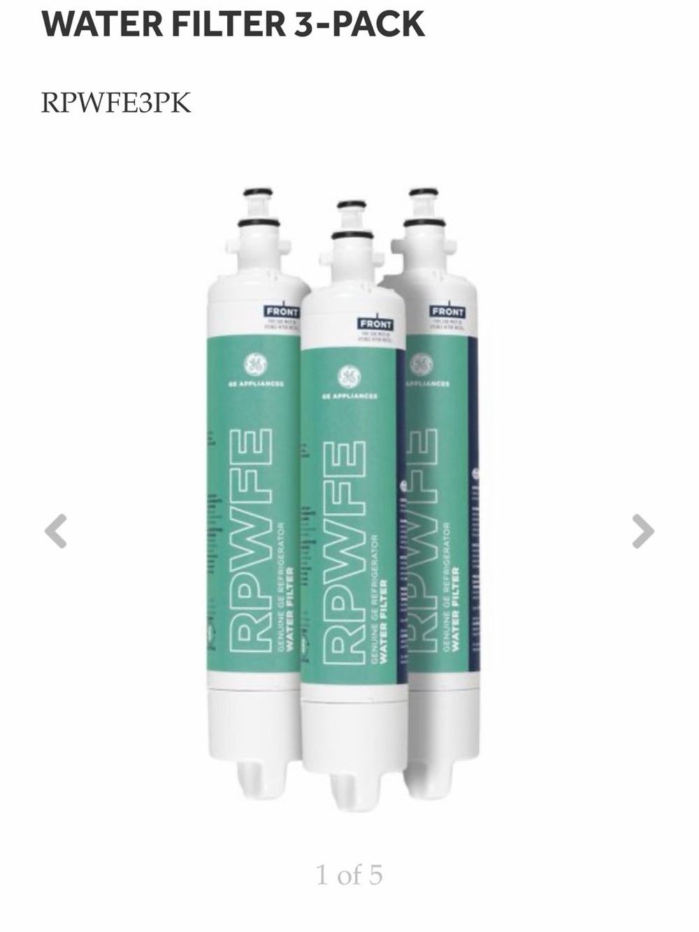 GE RPWFE Refrigerator Water Filter 3-Pack - Green